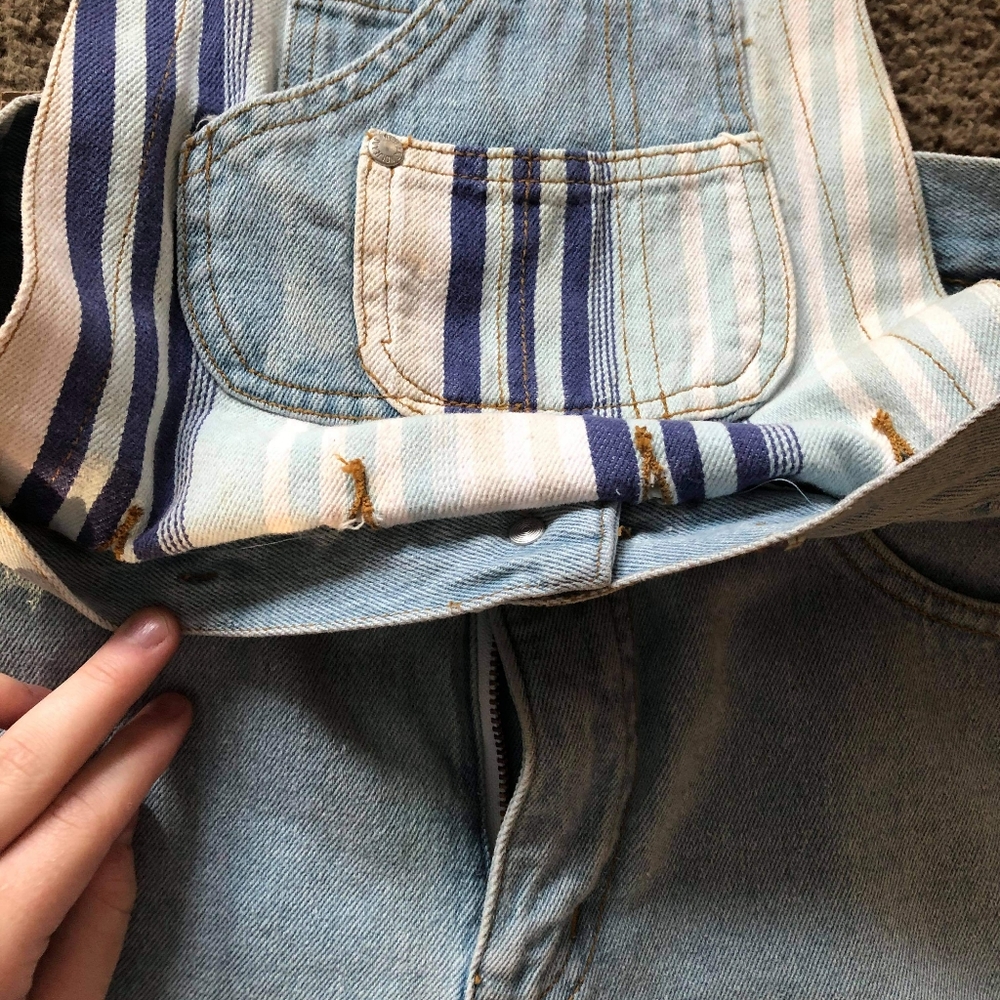 Vintage 1980s women's striped overall shorts - Picture 5 of 12